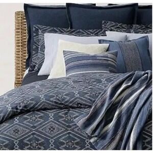 Ralph Lauren King Size Duvet‎ Cover Francois Geometric Blue Pattern NWT $425